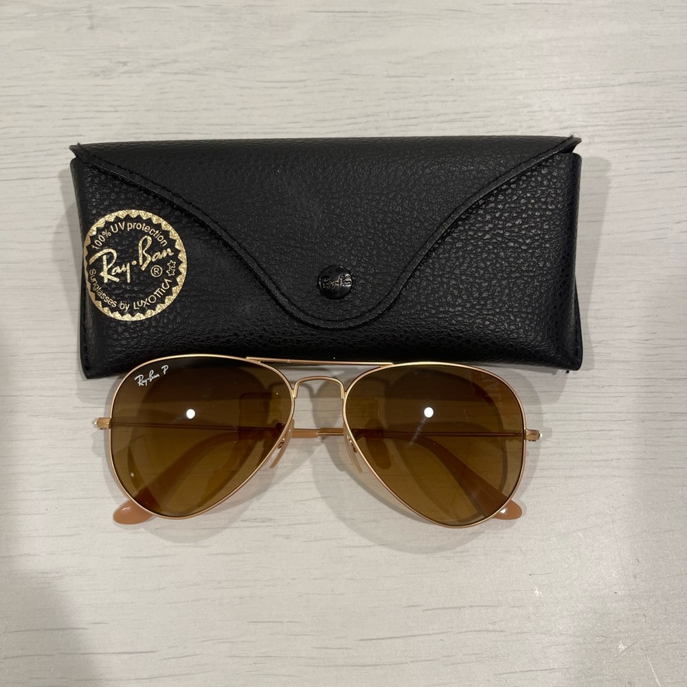 Ray ban gold polarized aviators